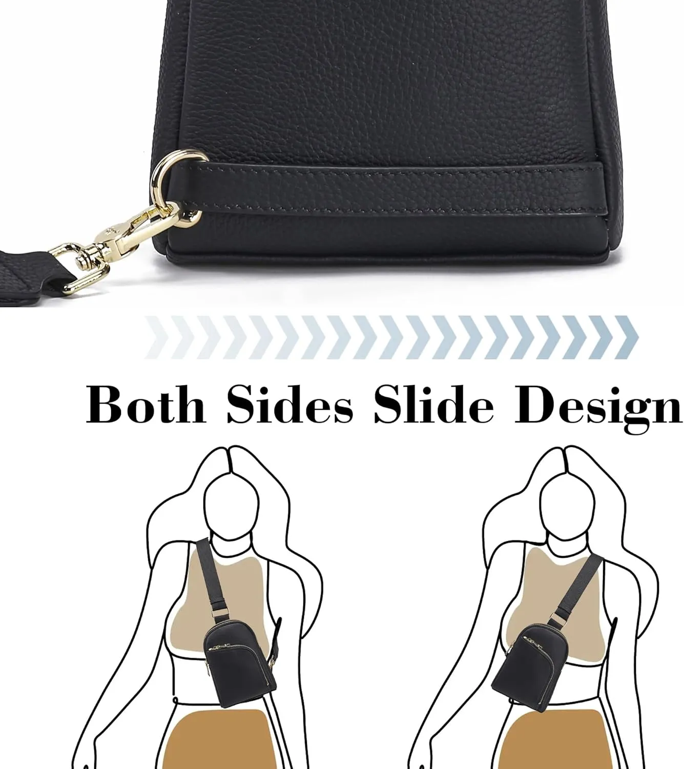 INICAT RFID Blocking Sling Bag Leather Crossbody Bags for Women Fanny Pack Cross Body for Woman Chest Bag for Travel 1.9L