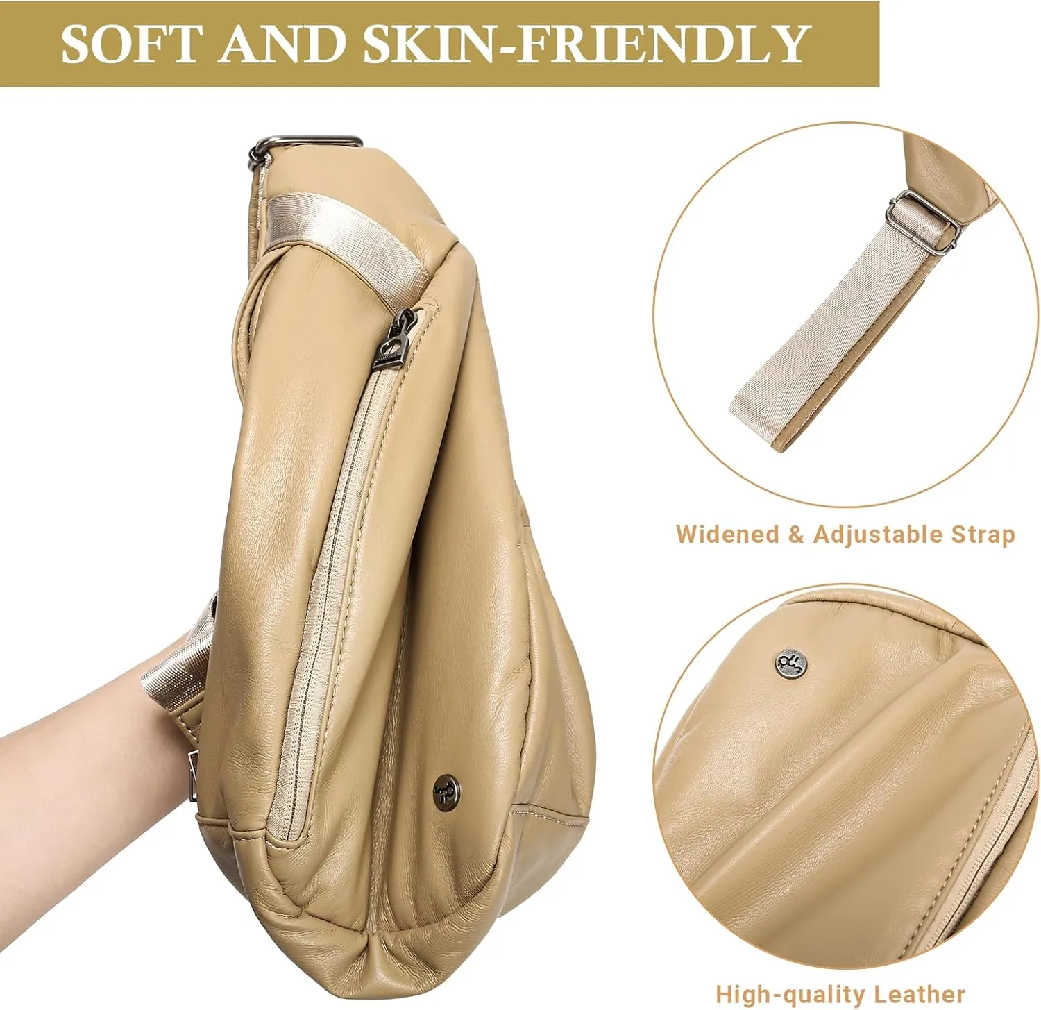 INICAT Sling Bag for Women Small Crossbody Bags Leather Fanny Pack for Travel Essentials(Drip Yellow)