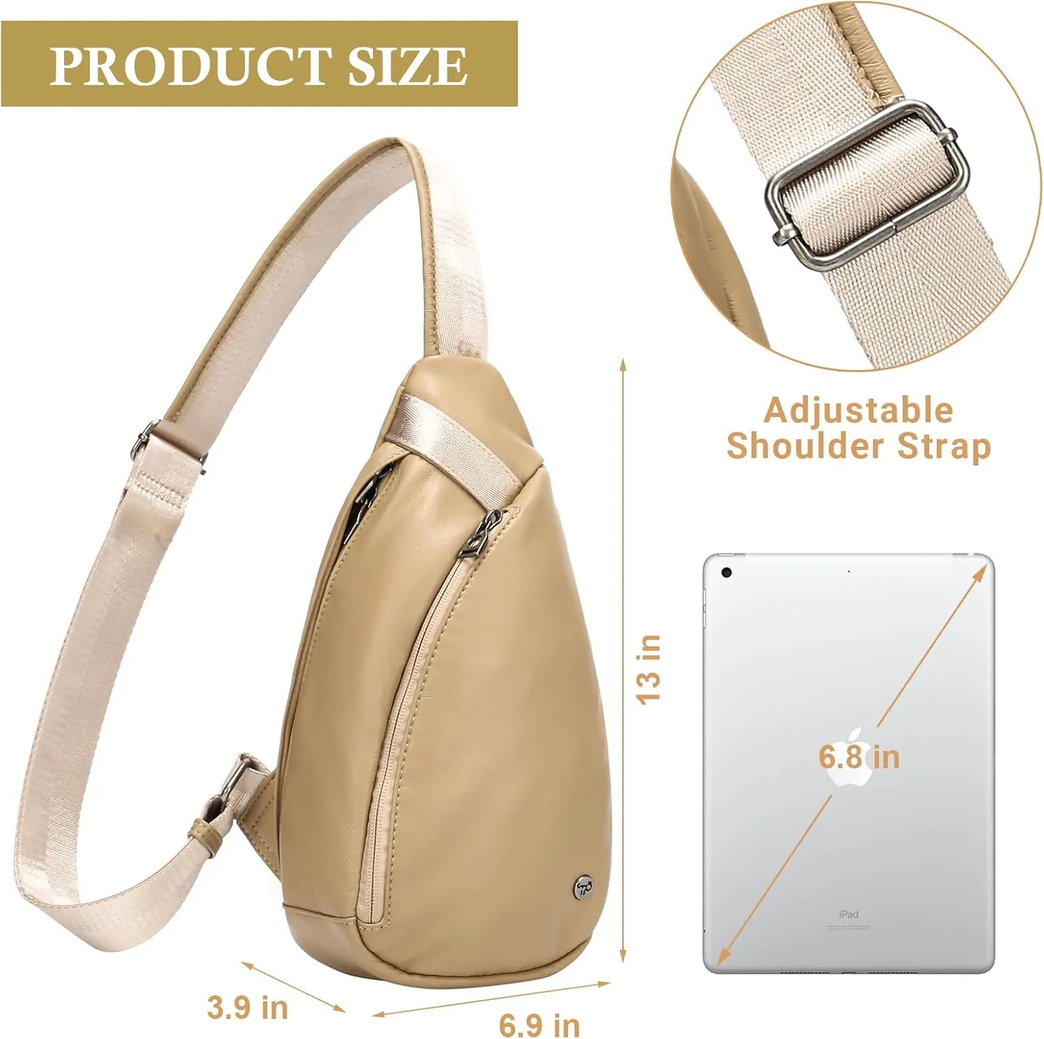 INICAT Sling Bag for Women Small Crossbody Bags Leather Fanny Pack for Travel Essentials(Drip Yellow)