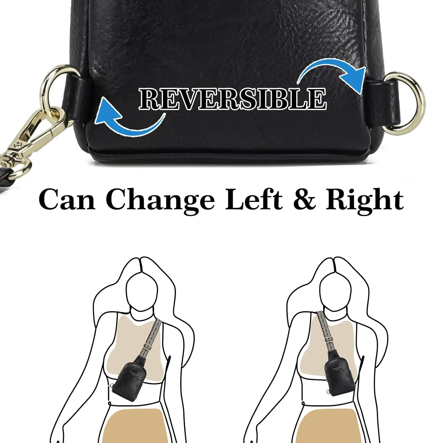 INICAT Small Crossbody Sling Bags for Women Vegan Leather Cell Phone Purse Fanny Packs for Women Men