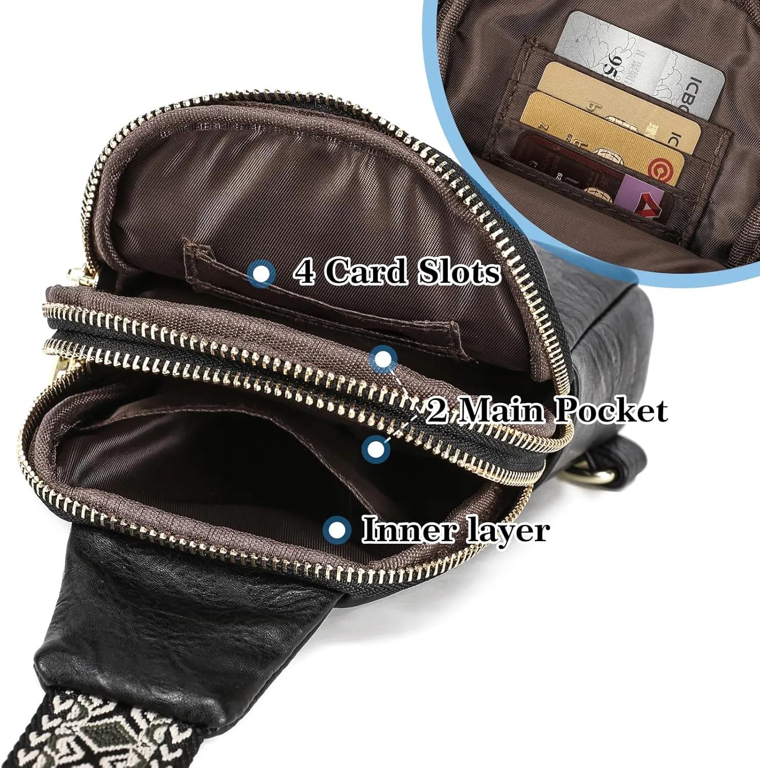 INICAT Small Crossbody Sling Bags for Women Vegan Leather Cell Phone Purse Fanny Packs for Women Men