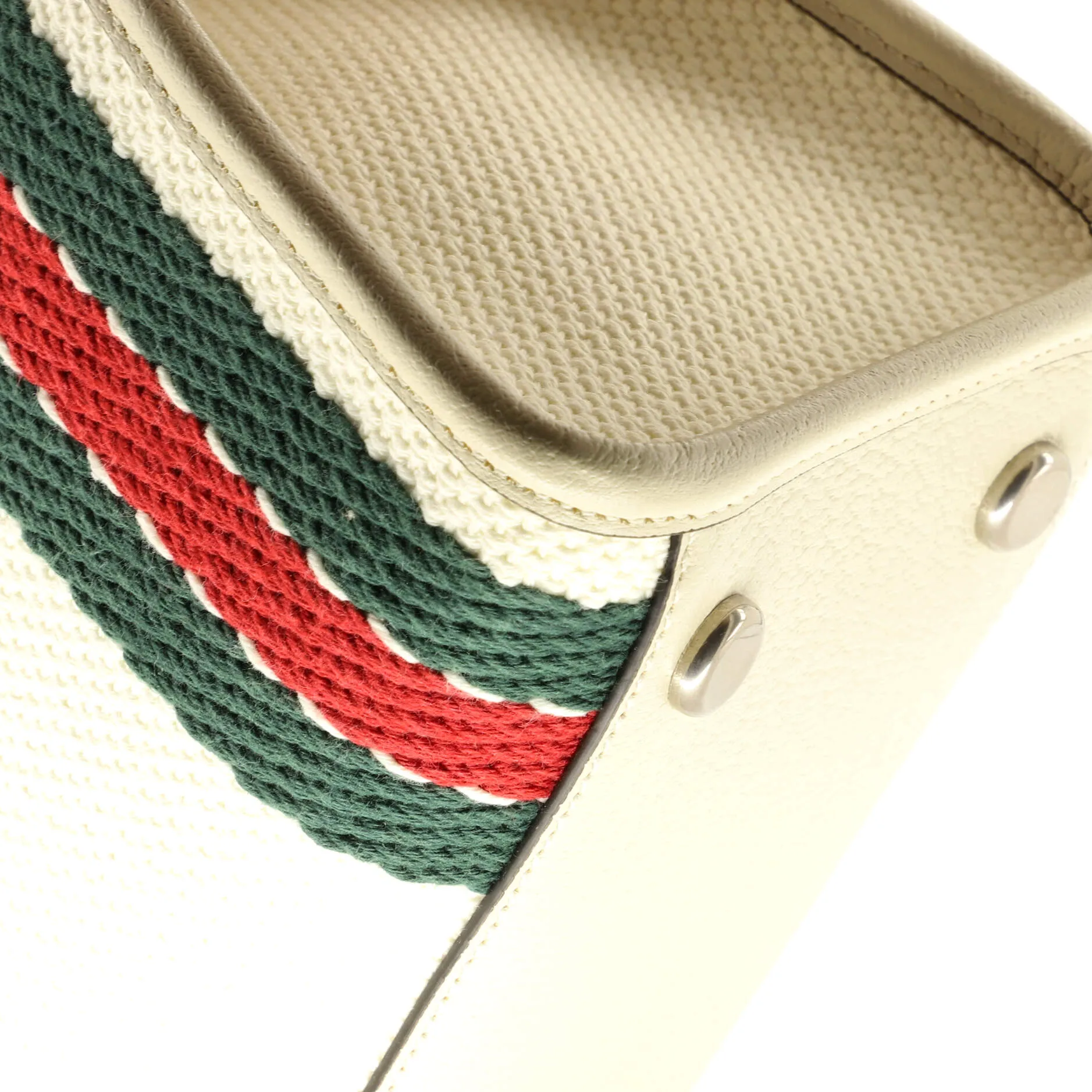 Interlocking G Web Tote Embroidered Canvas Medium