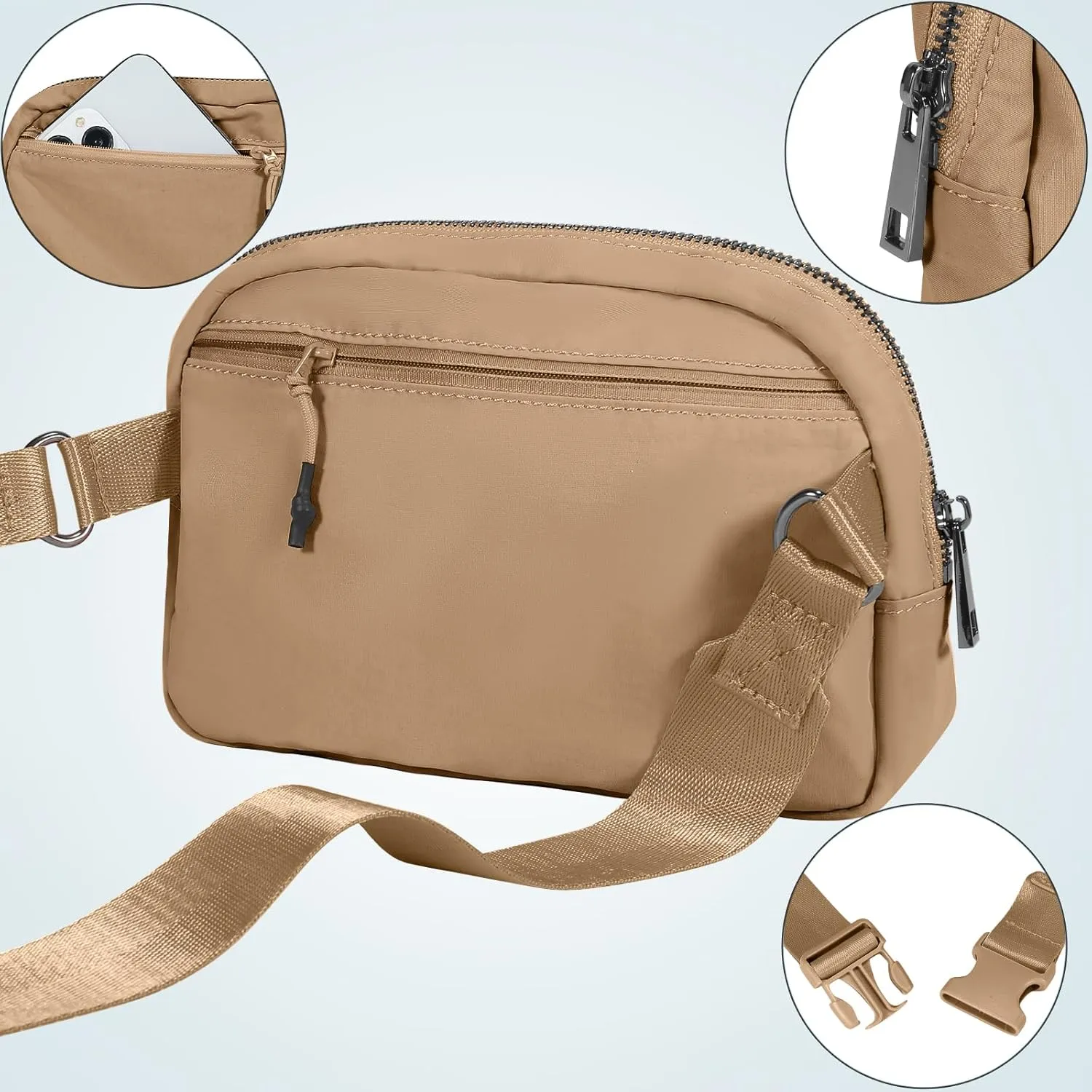INTINI Everywhere Belt Bag – Large, Crossbody Fanny Pack Women 56 Inch Plus Size Waist Cross Body Fashion (Camel)