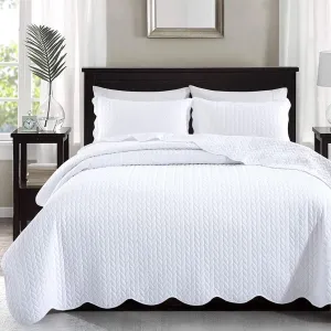 IR Imperial Rooms King Quilt Bedding Set Size (106" x 96")   2 Pillow Shams (20" x 36"  2") - 3 Pcs Summer Season Lightweight Reversible Microfiber Coverlet Embossed Quilt Bedspread (White)