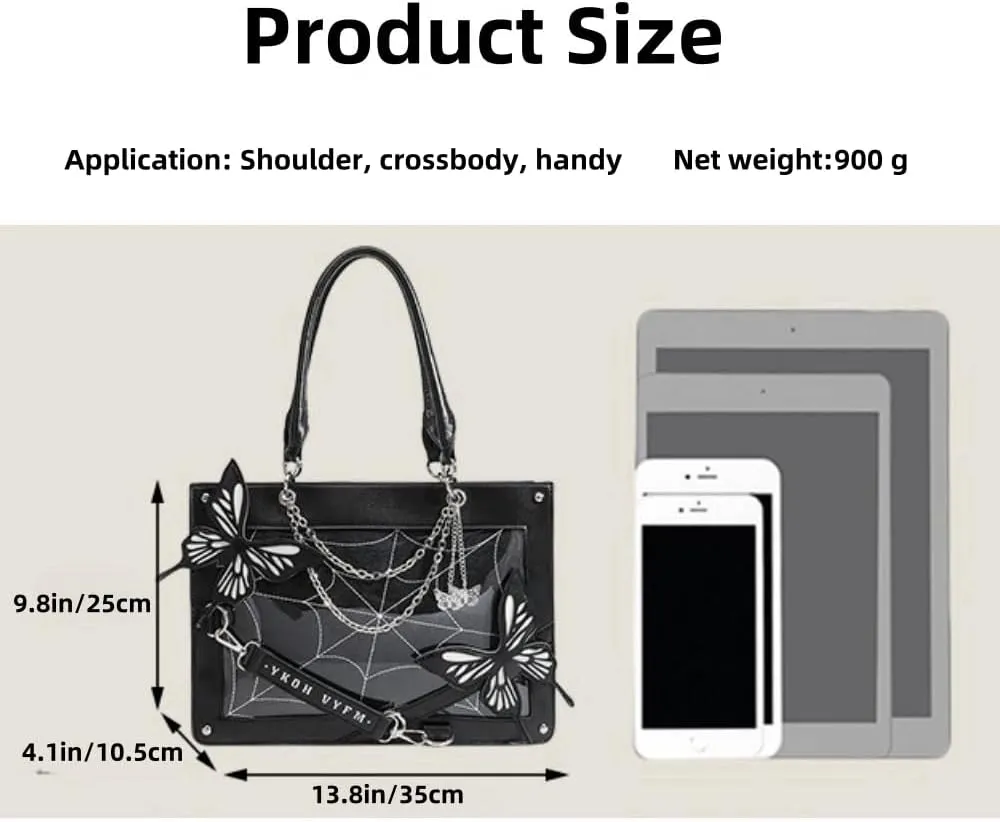 Ita Bag Pins Display Handbag for Women Butterfly Single Shoulder Bag Crossbody Bag with Pins and Accessories Tote bag (Pearl red flame)