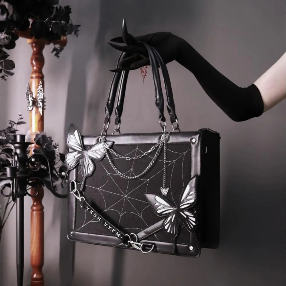 Ita Bag Pins Display Handbag for Women Butterfly Single Shoulder Bag Crossbody Bag with Pins and Accessories Tote bag (Pearl red flame)