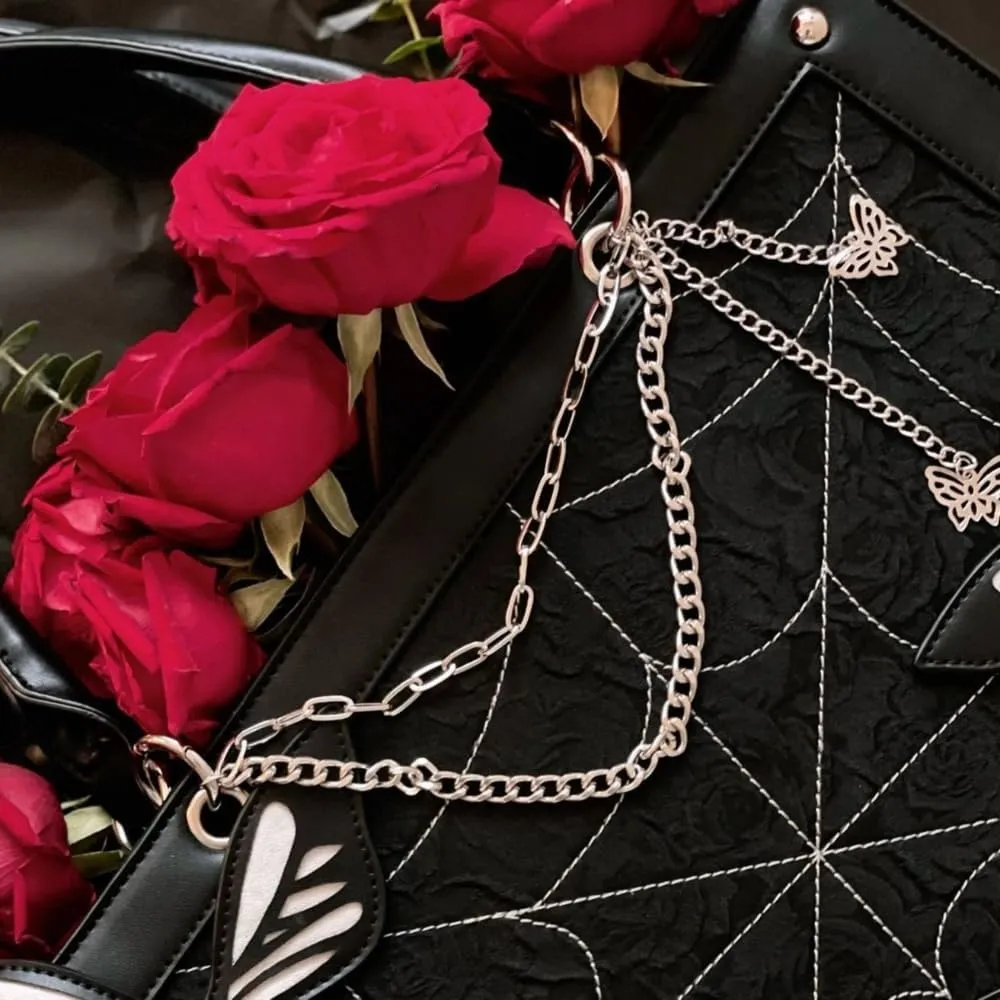 Ita Bag Pins Display Handbag for Women Butterfly Single Shoulder Bag Crossbody Bag with Pins and Accessories Tote bag (Pearl red flame)