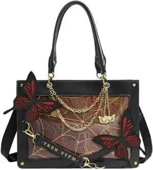 Ita Bag Pins Display Handbag for Women Butterfly Single Shoulder Bag Crossbody Bag with Pins and Accessories Tote bag (Pearl red flame)