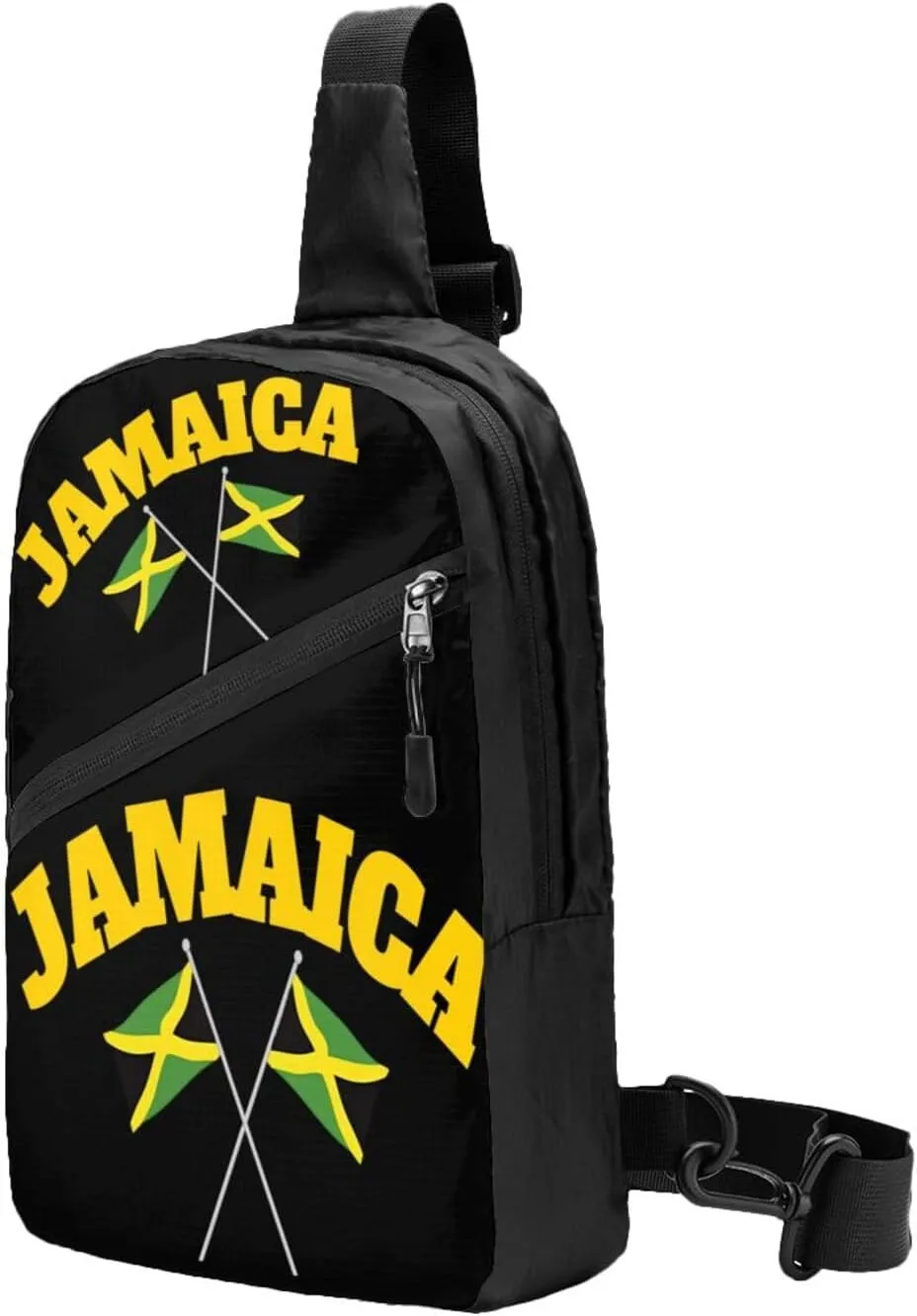 Jamaican Flag Portable Crossbody Bag Foldable Sling Bags Sports Gym Chest Daypack Reusable Shoulder Backpack Casual Diagonally Rucksack Fanny Packs