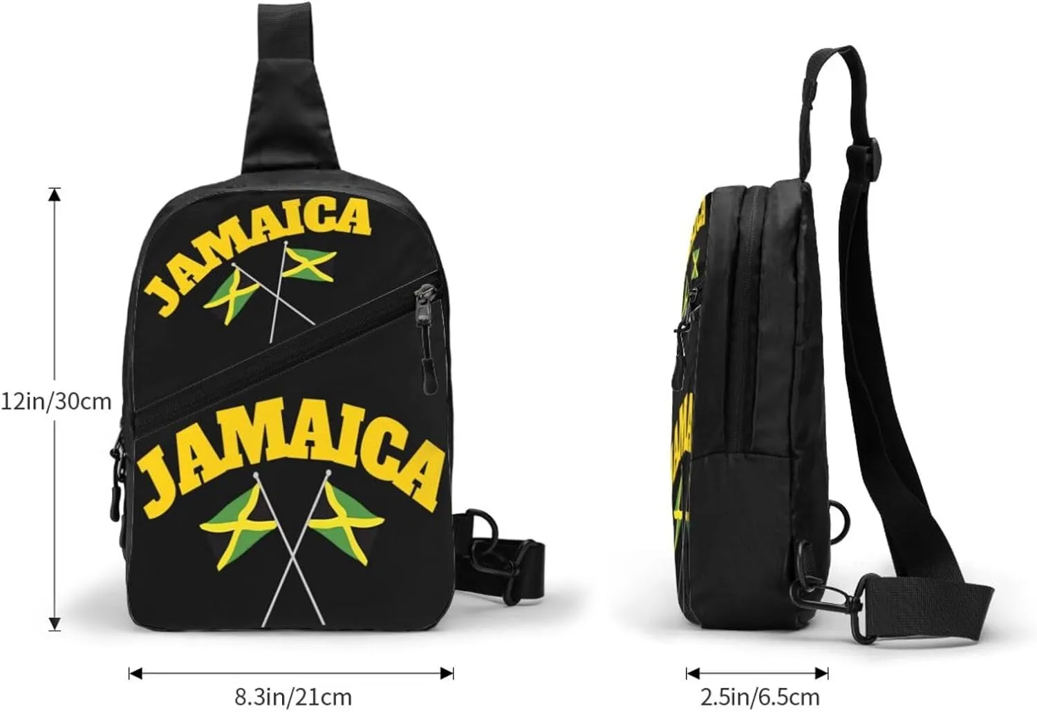 Jamaican Flag Portable Crossbody Bag Foldable Sling Bags Sports Gym Chest Daypack Reusable Shoulder Backpack Casual Diagonally Rucksack Fanny Packs