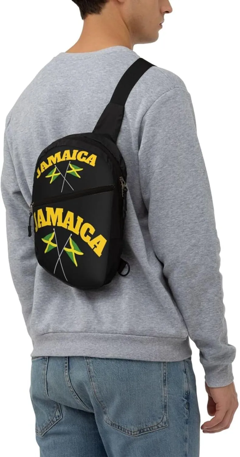 Jamaican Flag Portable Crossbody Bag Foldable Sling Bags Sports Gym Chest Daypack Reusable Shoulder Backpack Casual Diagonally Rucksack Fanny Packs