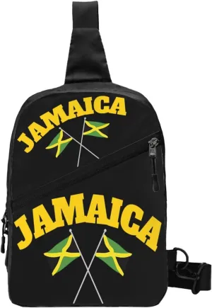 Jamaican Flag Portable Crossbody Bag Foldable Sling Bags Sports Gym Chest Daypack Reusable Shoulder Backpack Casual Diagonally Rucksack Fanny Packs