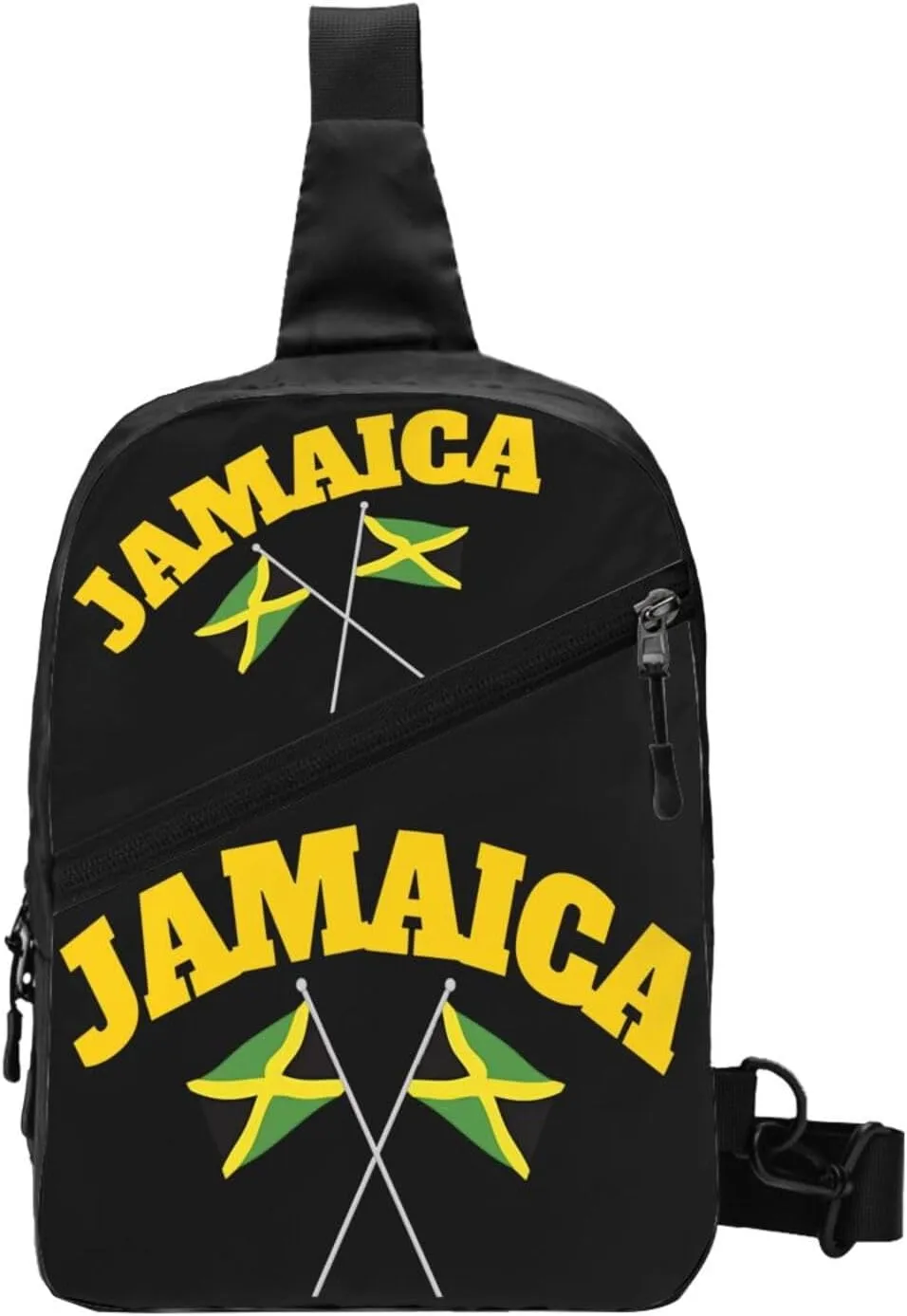 Jamaican Flag Portable Crossbody Bag Foldable Sling Bags Sports Gym Chest Daypack Reusable Shoulder Backpack Casual Diagonally Rucksack Fanny Packs