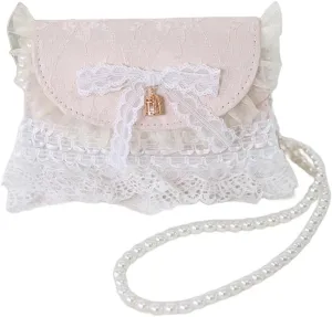 Japanese Lolita Lace Handbag Purse Kawaii Shoulder Bag Bowknot Crossbody Bag for Women Prom Party