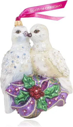 Jay Strongwater Amazing Two Turtle Doves Glass Christmas Ornament