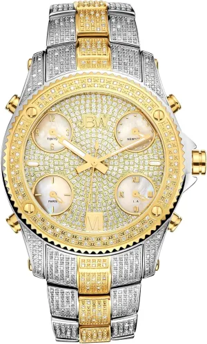 JBW Men's Luxury Jet Setter 2.34 ctw Diamond Wrist Watch with Stainless Steel Link Bracelet