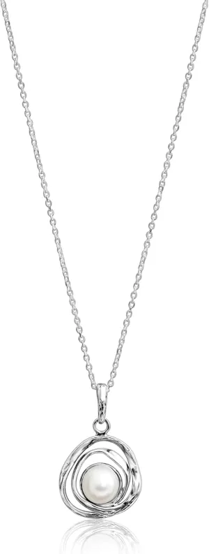 JEAN RACHEL JEWELRY 925 Sterling Silver Necklace for Women with Freshwater Pearl - Unique Wrap Vintage Design - Hypoallergenic, Lead & Nickel Free Jewelry - Artisan Handcrafted Statement Necklace