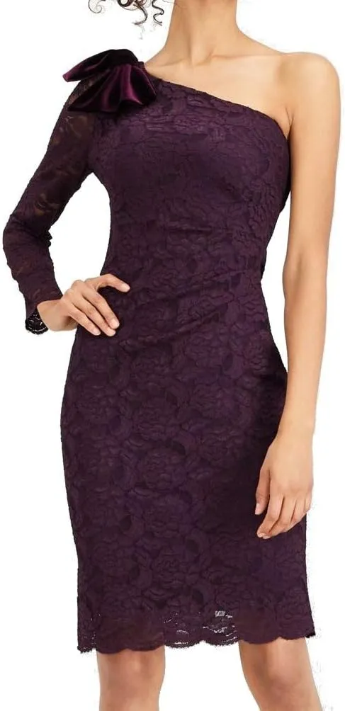 Jessica Howard Womens Lace Velvet Bow Cocktail Dress