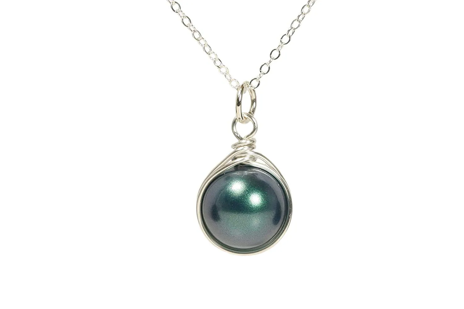 Jessica Luu Jewelry Tahitian Pearl Necklace Sterling Silver or Gold Wire Wrapped Handmade