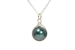 Jessica Luu Jewelry Tahitian Pearl Necklace Sterling Silver or Gold Wire Wrapped Handmade