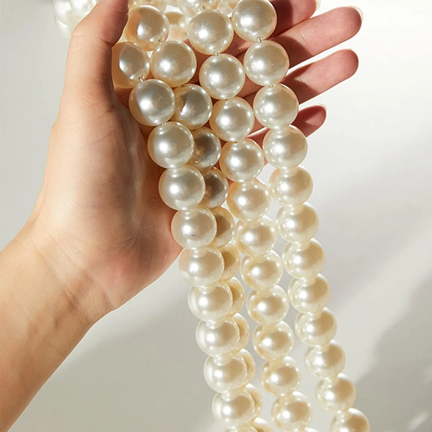 Jevon Imitation Pearl Bead Bag Strap 43 Inches Ladies Bag Chain Shoulder Cross Body Strap Handbag Purse Replacement DIY Accessories Set with Buckles, White