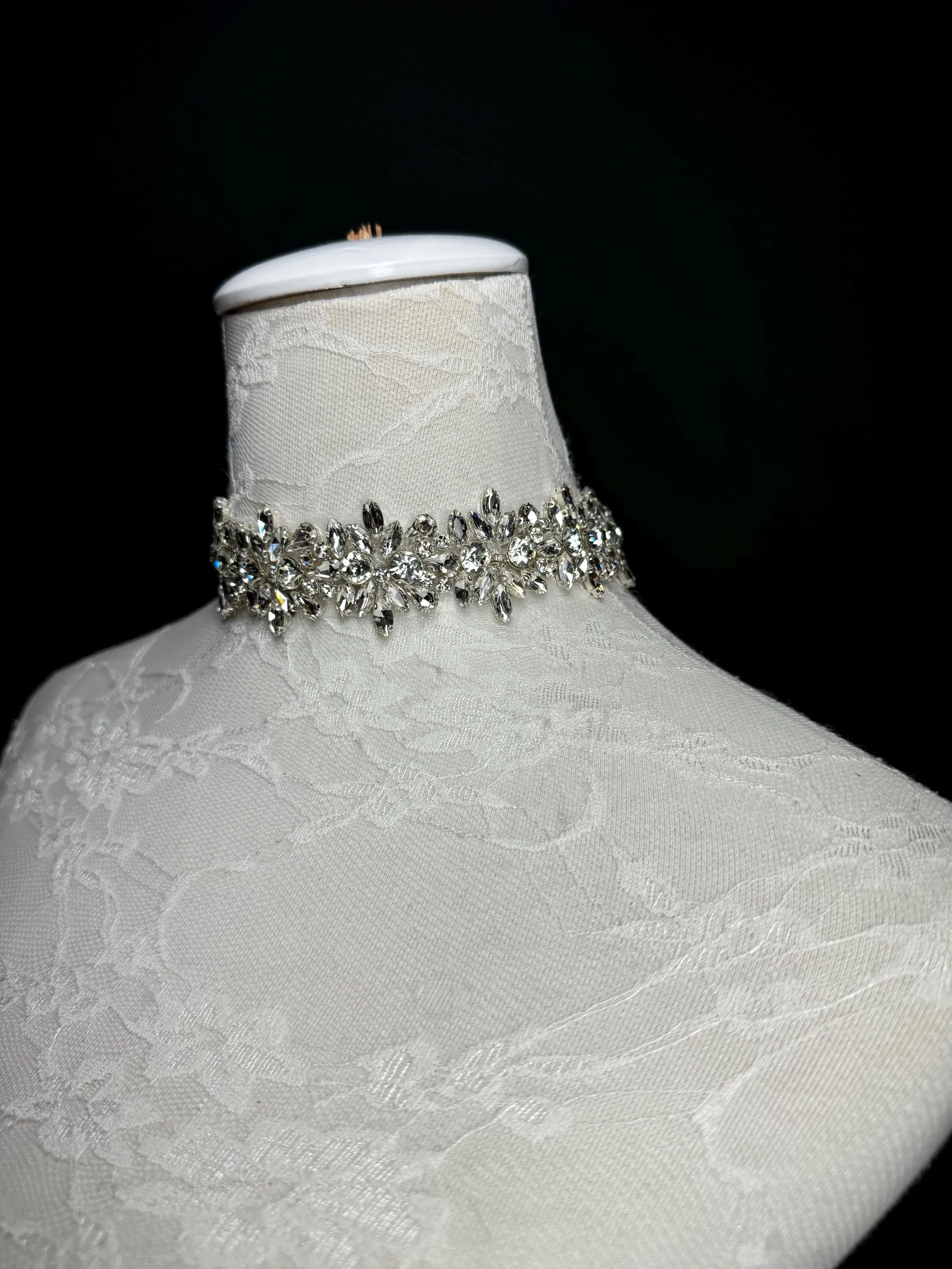 Jewel Choker, Choker Necklace, Bridal, Weddings Rhinestone choker, Handmade, Classic Choker, Stunning, Exclusive FAN Design