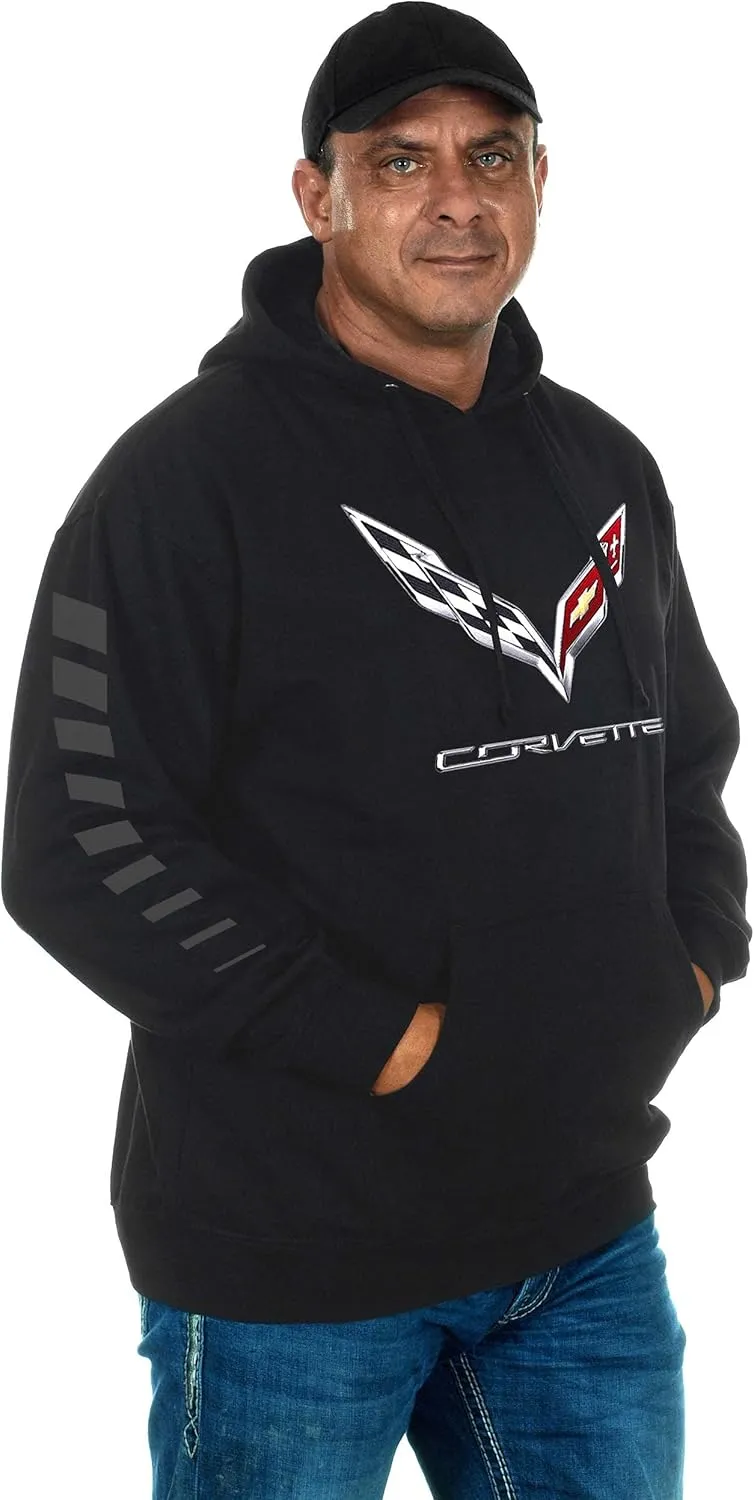 JH DESIGN GROUP Men's Chevy Corvette Pullover Hoodie C7 Logo Sweatshirt
