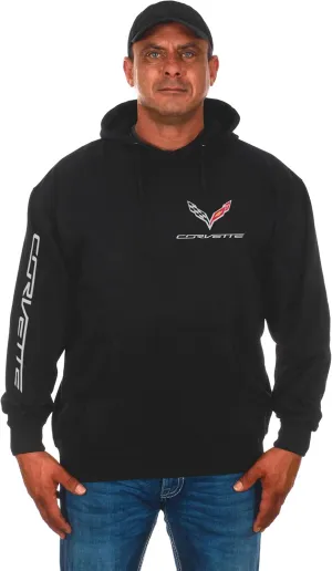 JH DESIGN GROUP Men's Corvette C7 Classic Hoodie Pullover Sweatshirt in Black
