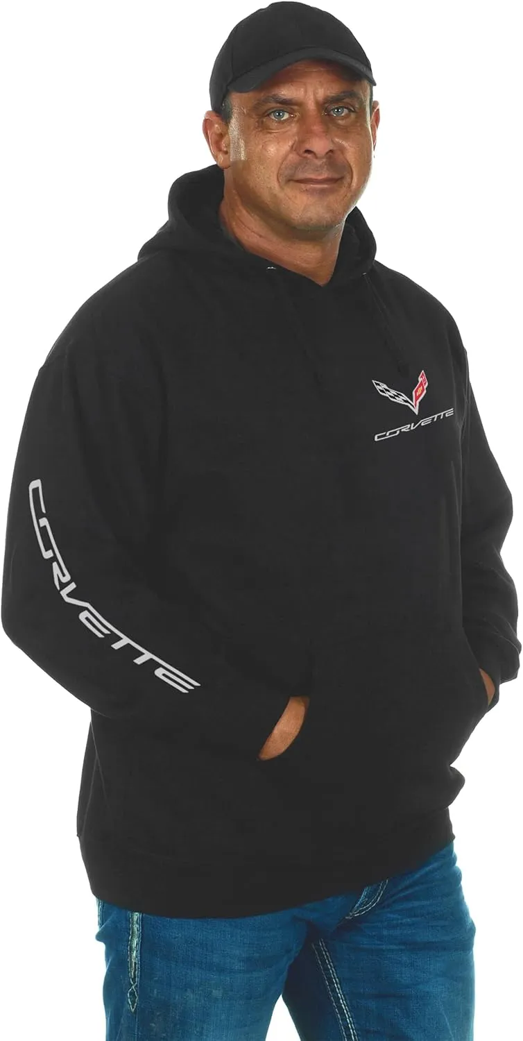 JH DESIGN GROUP Men's Corvette C7 Classic Hoodie Pullover Sweatshirt in Black