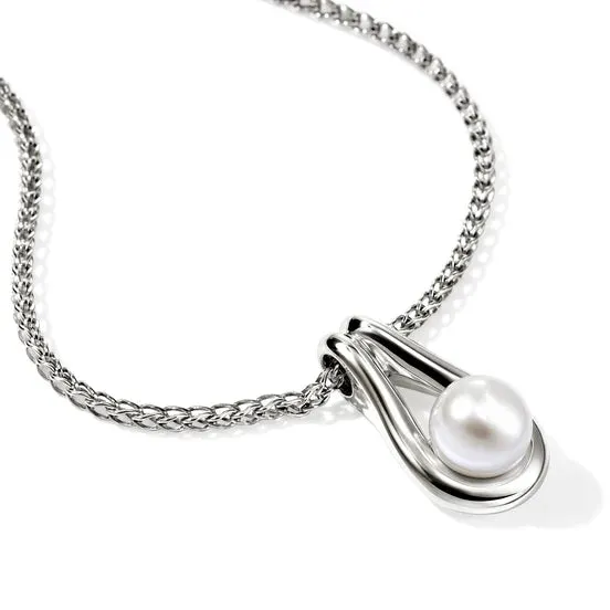 John Hardy Surf Cultured Pearl Pendant Necklace in Sterling Silver