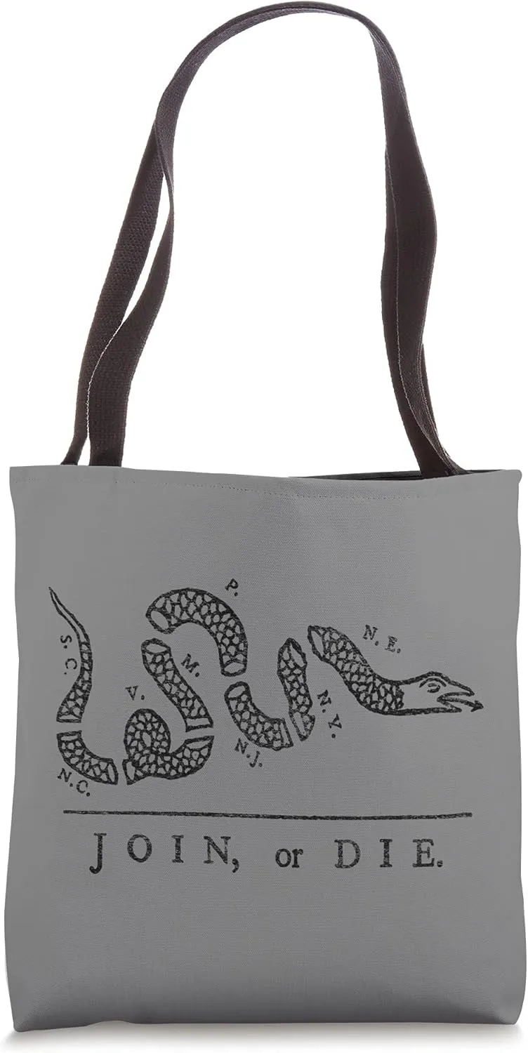 JOIN OR DIE SNAKE FRANKLIN INDEPENDENCE GADSDEN 1776 FLAG Tote Bag