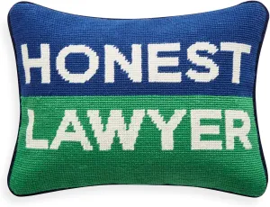 Jonathan Adler Honest Lawyer Needlepoint Personality Throw Pillow, Blue/Green