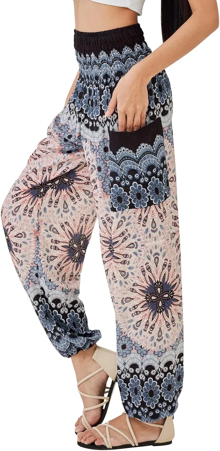 Joob Joob Boho Pants for Women - Hippie Harem Pants Women - Womens Yoga Pants – Comfy Bohemian Flowy Hippie Clothes