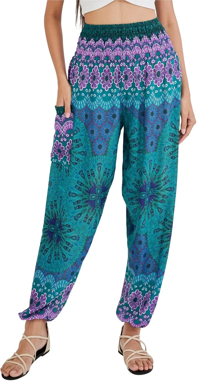 Joob Joob Boho Pants for Women - Hippie Harem Pants Women - Womens Yoga Pants – Comfy Bohemian Flowy Hippie Clothes