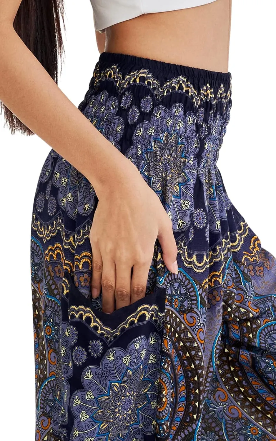 Joob Joob Boho Pants for Women - Hippie Harem Pants Women - Womens Yoga Pants – Comfy Bohemian Flowy Hippie Clothes