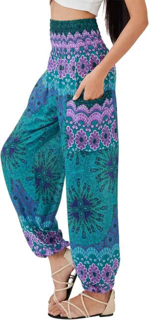 Joob Joob Boho Pants for Women - Hippie Harem Pants Women - Womens Yoga Pants – Comfy Bohemian Flowy Hippie Clothes