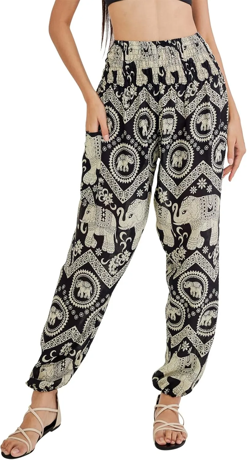Joob Joob Boho Pants for Women - Hippie Harem Pants Women - Womens Yoga Pants – Comfy Bohemian Flowy Hippie Clothes