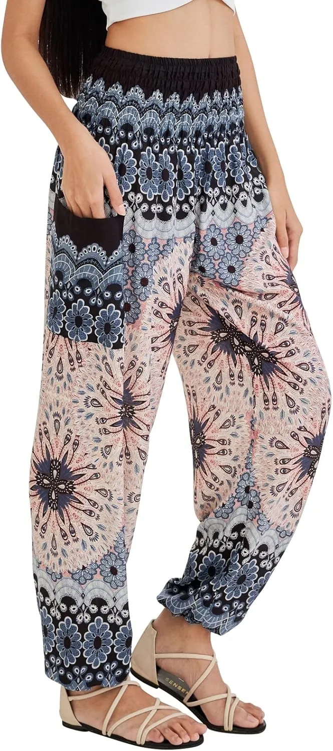 Joob Joob Boho Pants for Women - Hippie Harem Pants Women - Womens Yoga Pants – Comfy Bohemian Flowy Hippie Clothes