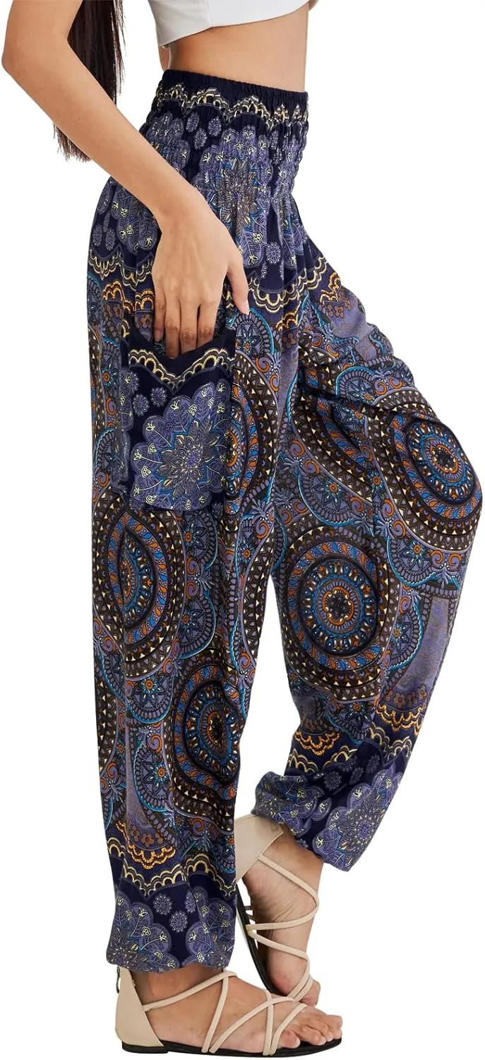 Joob Joob Boho Pants for Women - Hippie Harem Pants Women - Womens Yoga Pants – Comfy Bohemian Flowy Hippie Clothes