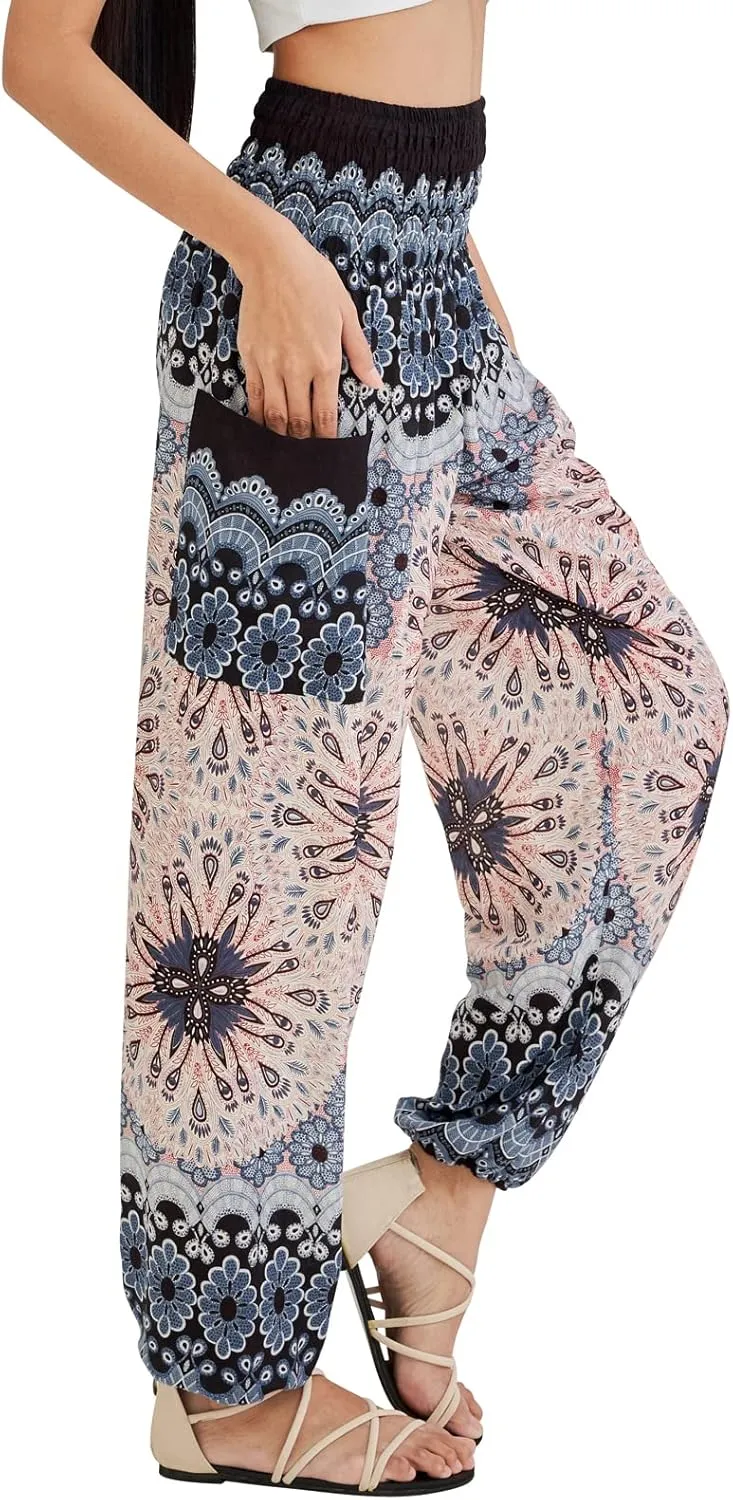 Joob Joob Boho Pants for Women - Hippie Harem Pants Women - Womens Yoga Pants – Comfy Bohemian Flowy Hippie Clothes