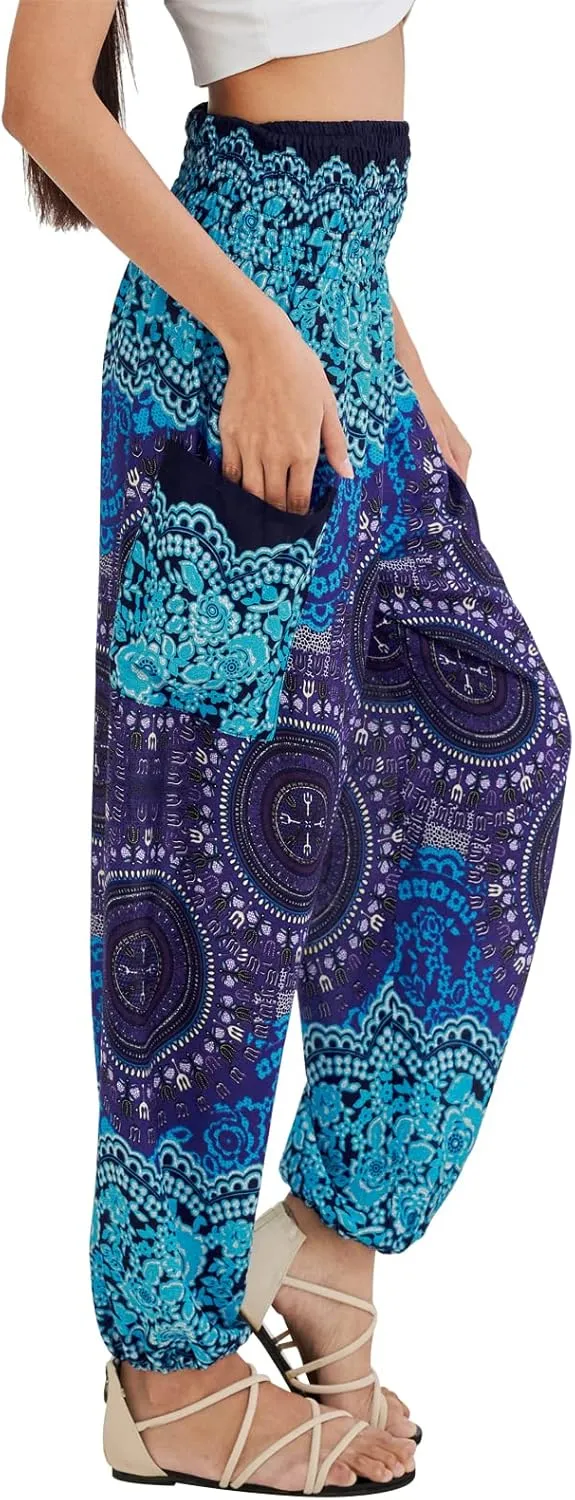 Joob Joob Boho Pants for Women - Hippie Harem Pants Women - Womens Yoga Pants – Comfy Bohemian Flowy Hippie Clothes