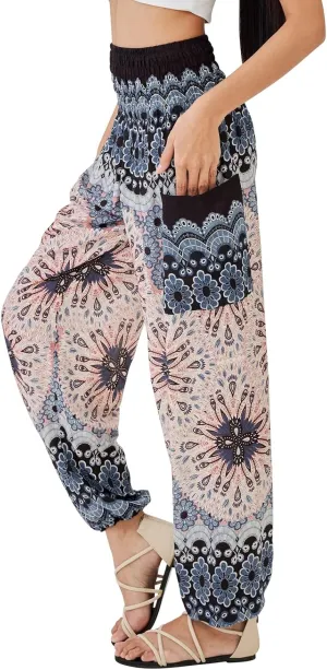Joob Joob Boho Pants for Women - Hippie Harem Pants Women - Womens Yoga Pants – Comfy Bohemian Flowy Hippie Clothes