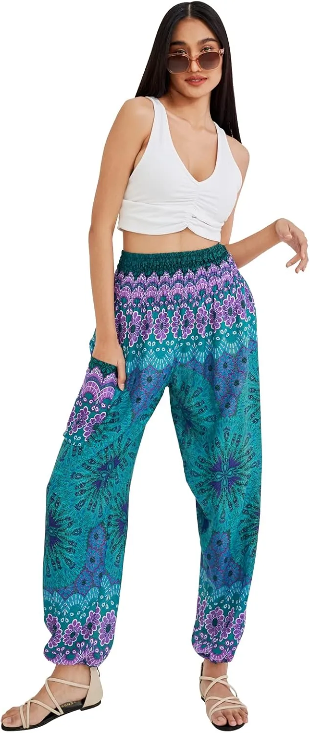 Joob Joob Boho Pants for Women - Hippie Harem Pants Women - Womens Yoga Pants – Comfy Bohemian Flowy Hippie Clothes
