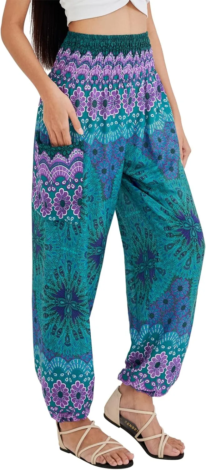 Joob Joob Boho Pants for Women - Hippie Harem Pants Women - Womens Yoga Pants – Comfy Bohemian Flowy Hippie Clothes