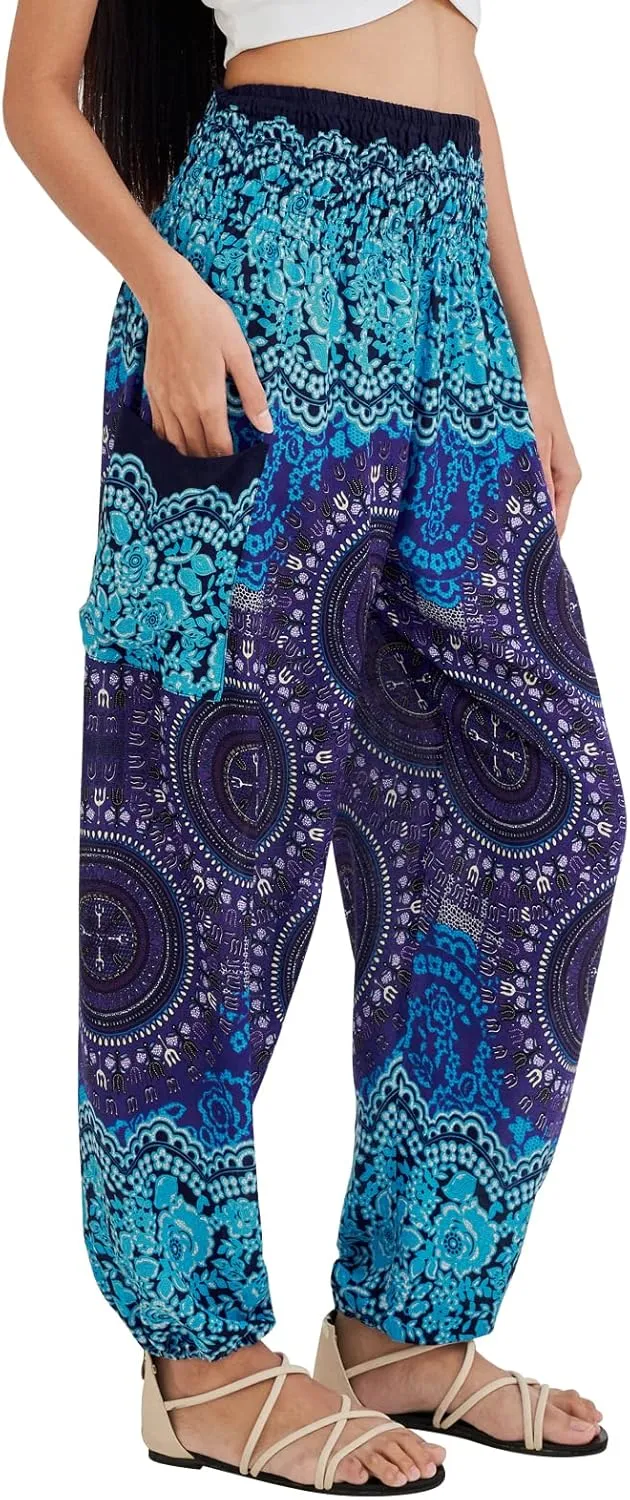 Joob Joob Boho Pants for Women - Hippie Harem Pants Women - Womens Yoga Pants – Comfy Bohemian Flowy Hippie Clothes
