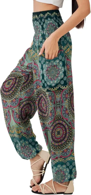 Joob Joob Boho Pants for Women - Hippie Harem Pants Women - Womens Yoga Pants – Comfy Bohemian Flowy Hippie Clothes