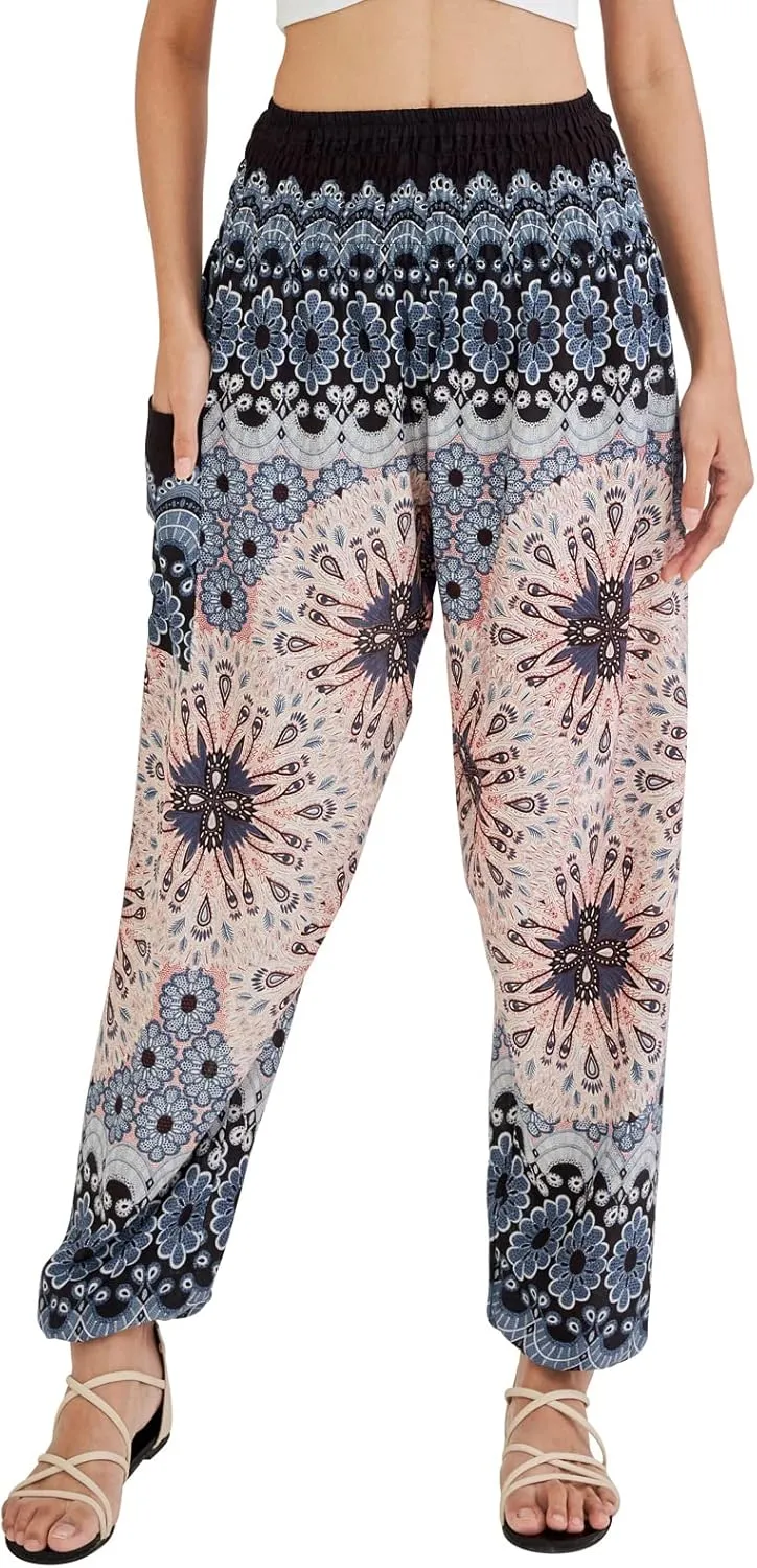Joob Joob Boho Pants for Women - Hippie Harem Pants Women - Womens Yoga Pants – Comfy Bohemian Flowy Hippie Clothes