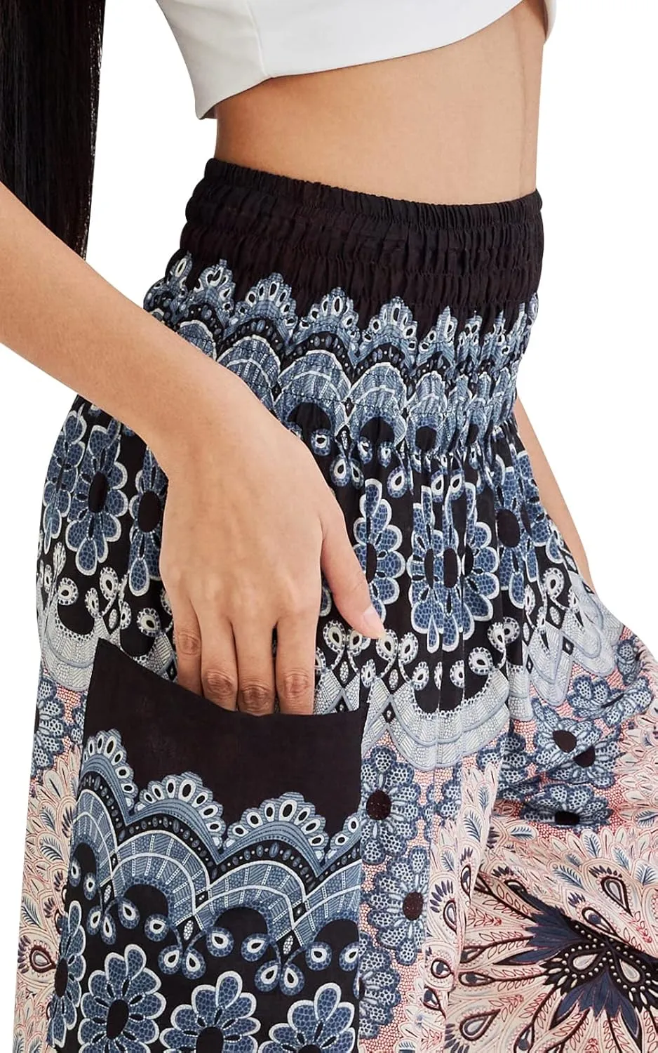 Joob Joob Boho Pants for Women - Hippie Harem Pants Women - Womens Yoga Pants – Comfy Bohemian Flowy Hippie Clothes