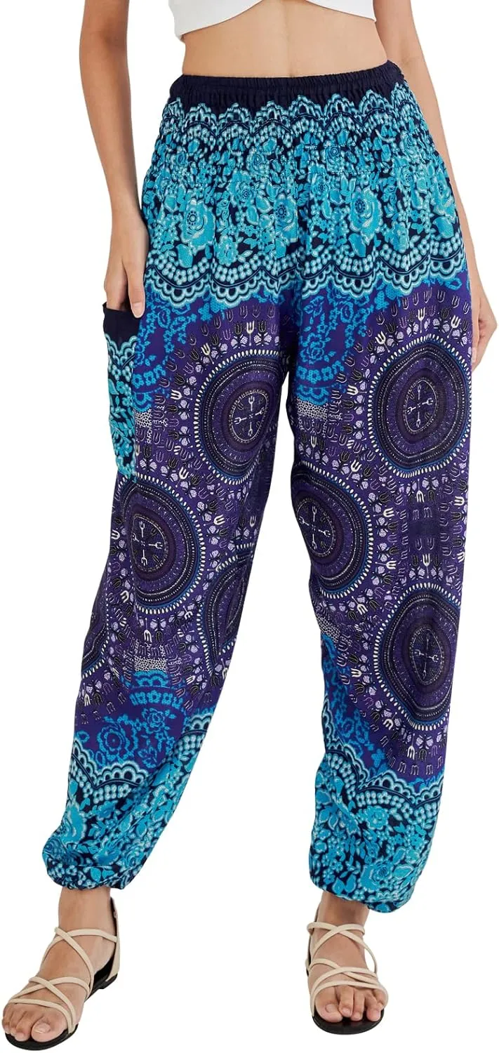 Joob Joob Boho Pants for Women - Hippie Harem Pants Women - Womens Yoga Pants – Comfy Bohemian Flowy Hippie Clothes