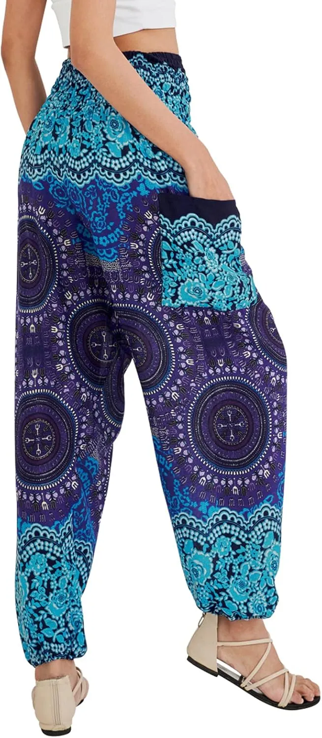 Joob Joob Boho Pants for Women - Hippie Harem Pants Women - Womens Yoga Pants – Comfy Bohemian Flowy Hippie Clothes